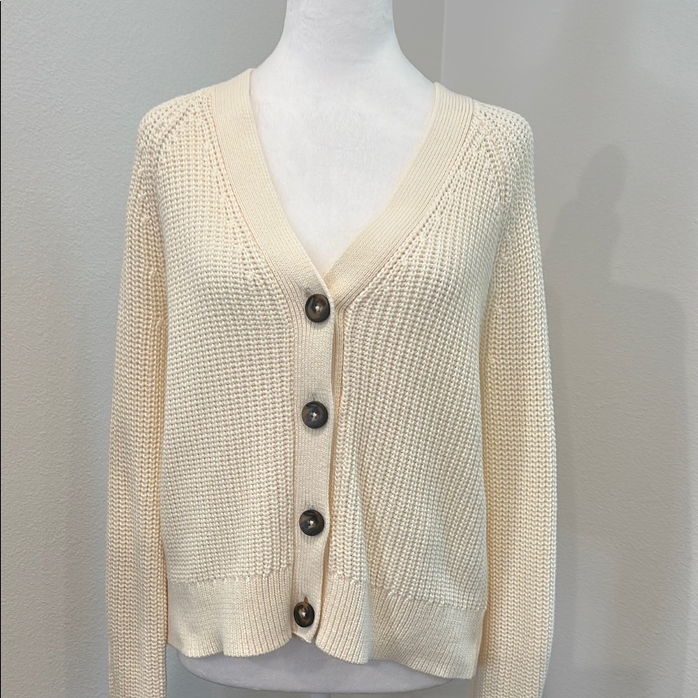 Style & Co Cream Button-Up Cardigan